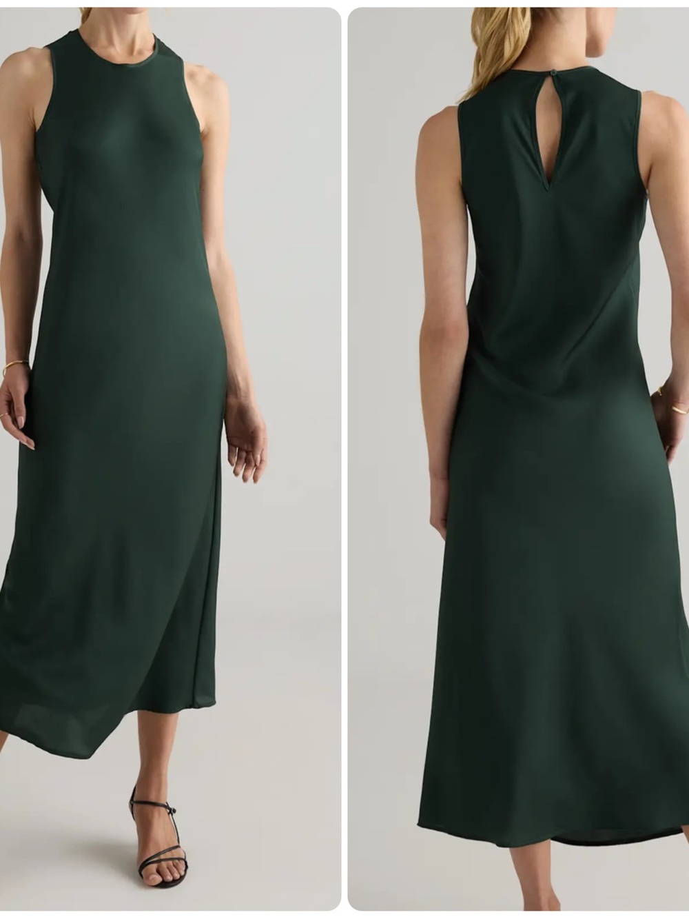Quince Washable Stretch Silk Tank Midi Dress Forest Green
